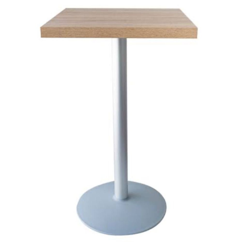 Base circular Labenze D54 de 54 cm con columna redonda en acero galvanizado color gris plata