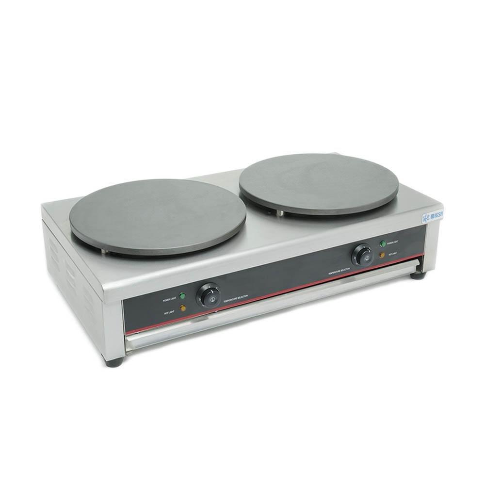 Crepera Migsa EM-2, crepera doble teflon termostato, en acero inoxidable.
