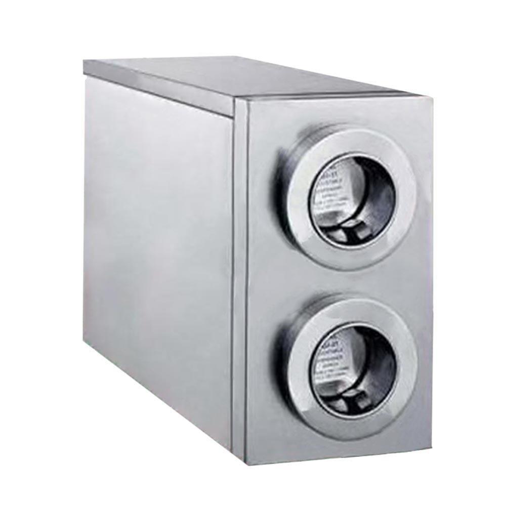 Despachador de Vasos Migsa HCW-2, 20 x 70 x 35 cm, en acero inoxidable.