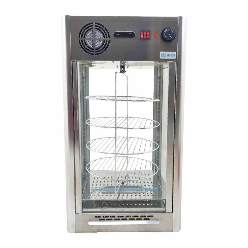 Exhibidor Migsa RTR-108L, exhibidor calentador de pizza, en acero inoxidable.