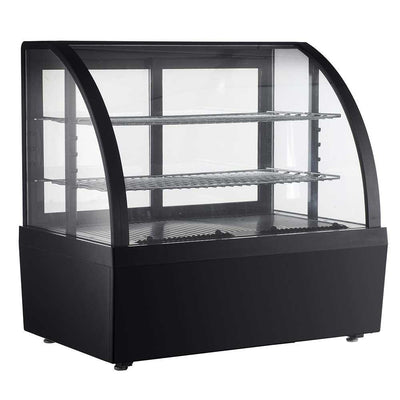 Vitrina refrigerada Migsa RTW-100L-3 de cristal curvo con sistema antiempañante frontal, frente de 70.5 cm, 100 litros, color negro.