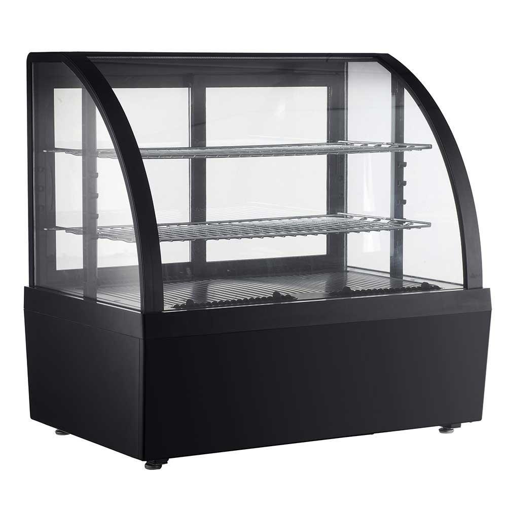Vitrina refrigerada Migsa RTW-100L-3 de cristal curvo con sistema antiempañante frontal, frente de 70.5 cm, 100 litros, color negro.