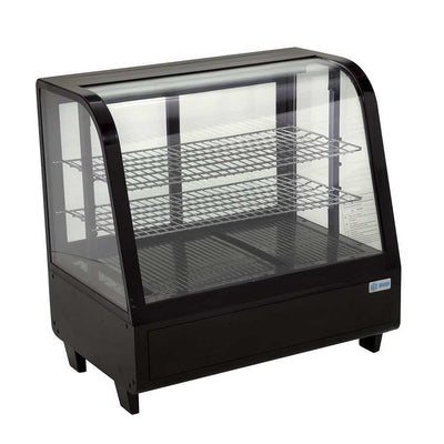 Vitrina refrigerada Migsa RTW-100L de cristal curvo, frente de 68.2 cm, 100 litros, color negro.