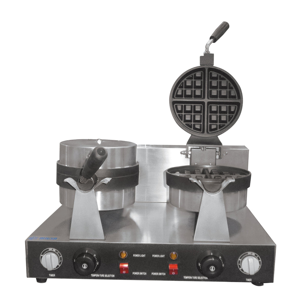 Migsa Uwbx-2 Wafflera Belga Giratoria Doble Eléctrica Acero Inoxidable 120 V, 2 platos.