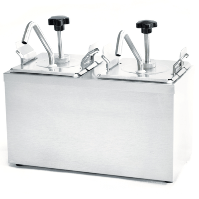 Dispensador de Condimentos Migsa JZF-2, comedores restaurantes bares, en acero inoxidable.