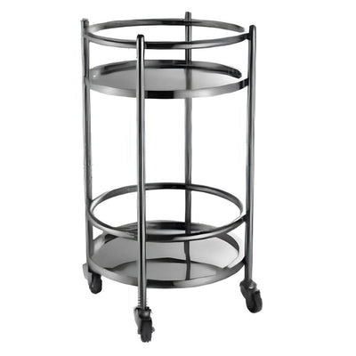 Migsa Qrc-2 Mesa Circular Apoyo 2 Niveles, en acero inoxidable.