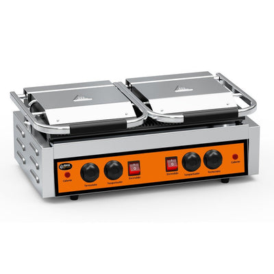 Plancha Migsa Essential PPME-3, plancha grill doble acanalada, en acero inoxidable.