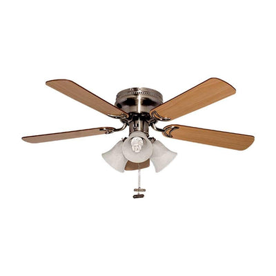Ventilador decorativo de techo Masterfan Oporto Plafón 42 de 4 aspas de madera con plafón satinado y tres luces