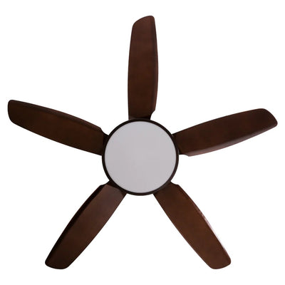 Ventilador decorativo de techo Masterfan Merope 52 de 5 aspas de ABS café con acabado chocolate y luz LED