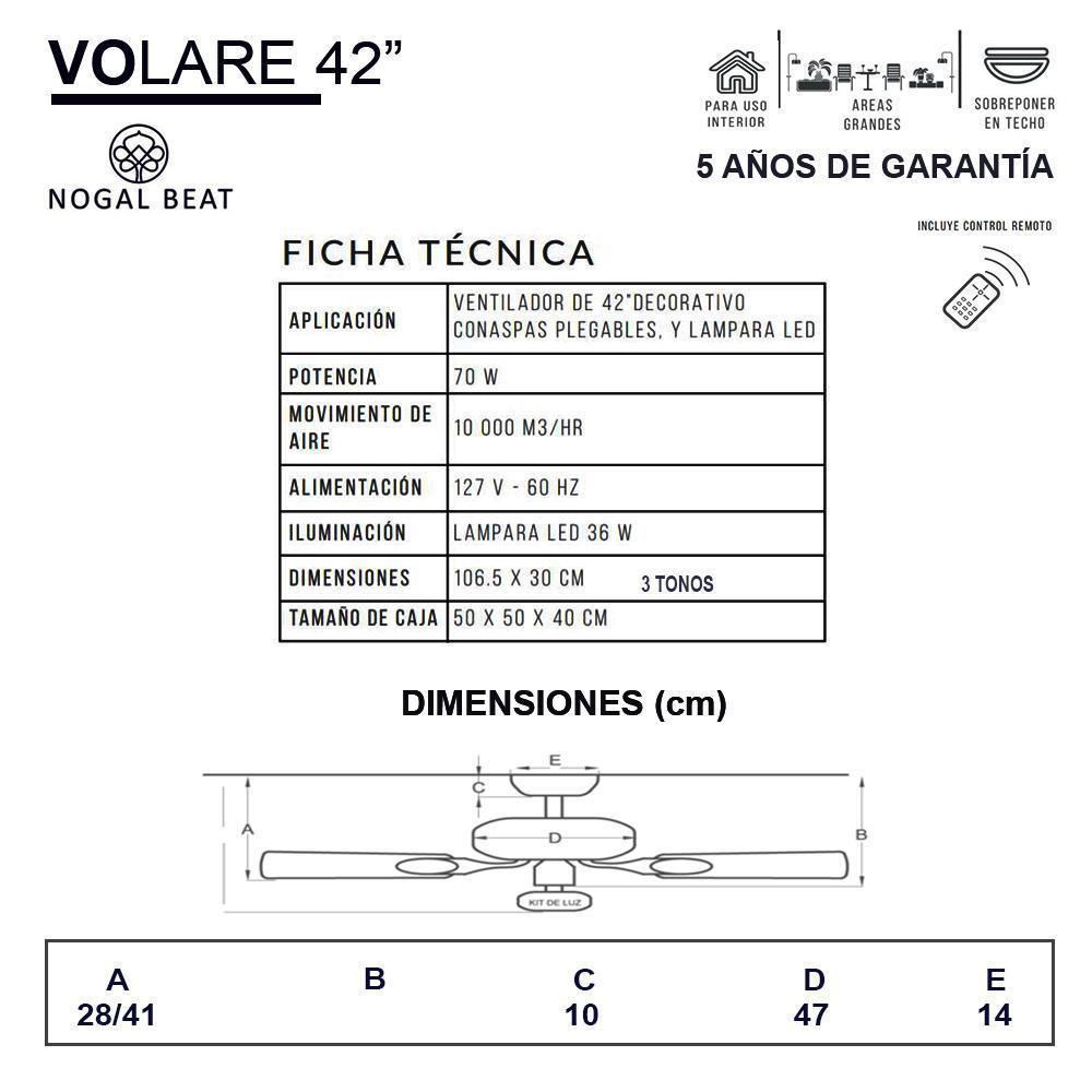 Ventilador decorativo de techo Masterfan Volare 42 de 4 aspas transparentes desplegables con estructura negra