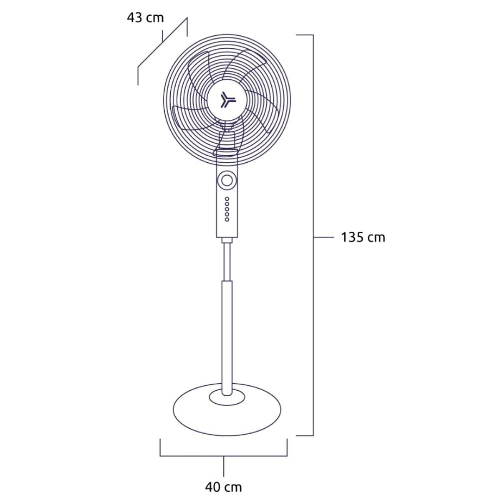 Ventilador industrial de pedestal Masterfan Ares 16 color negro con cinco aspas y panel integrado para interior