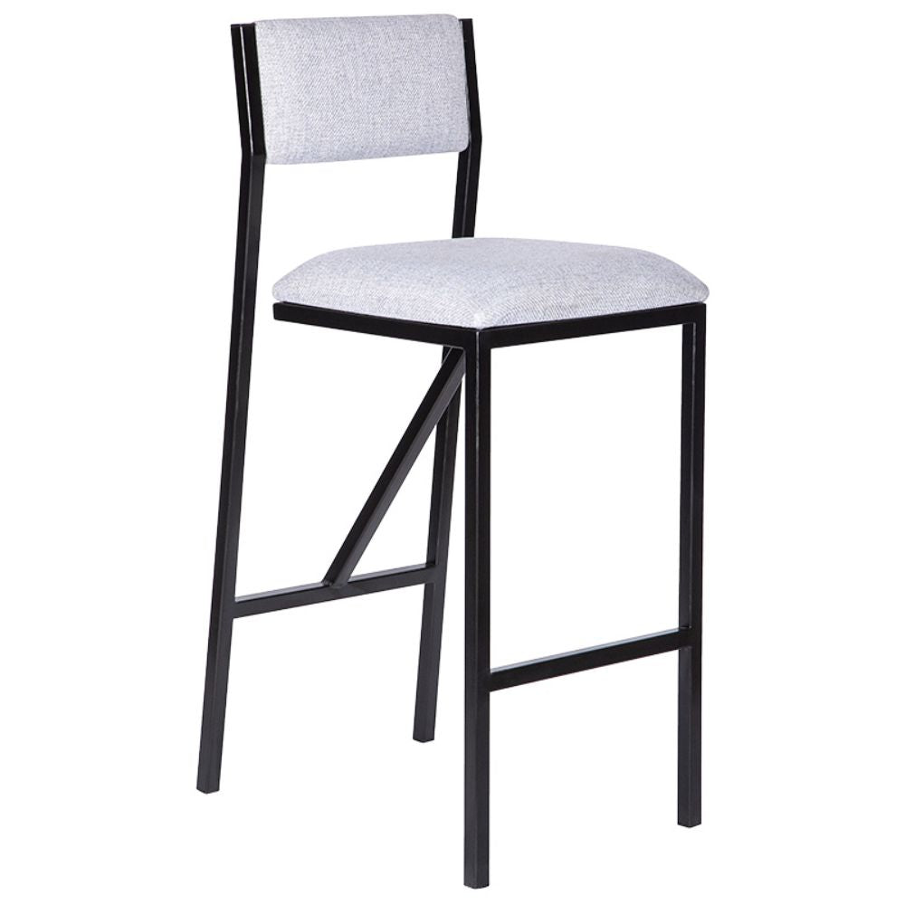 Banco comercial Albar AR-175 con asiento y respaldo tapizados y estructura metálica de tubo cuadrado.