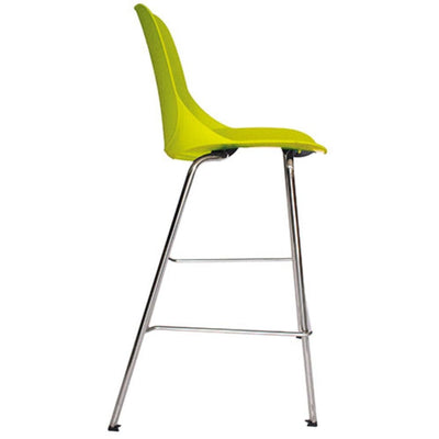 Banco alto Nogal Beat Quick OHV-47 ALTA con estructura de acero cromado, base de cuatro puntas y asiento de polipropileno