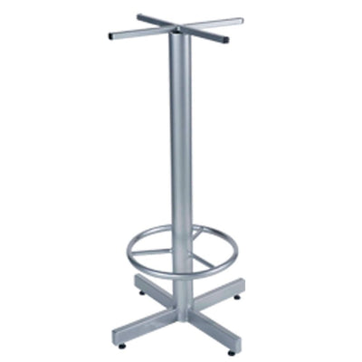 Base cromada ALBAR AR-107 C para mesa en tubo de acero redondo con descansapiés