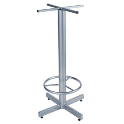 Base de mesa rectangular Albar AR-107 P en tubo de acero redondo con descansa pies, gris metálico y negro