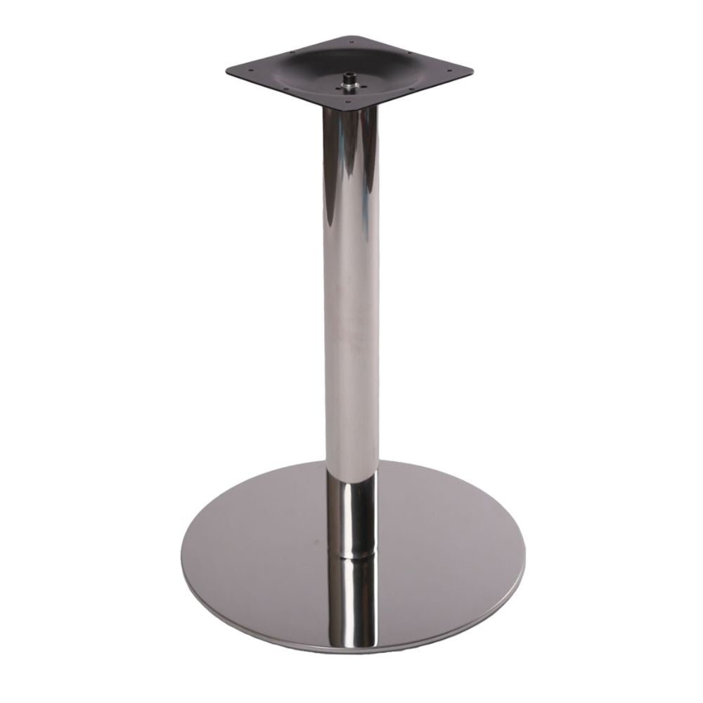 Base de acero GERSA G-3400 con acabado espejo, forma circular y perfil tubular