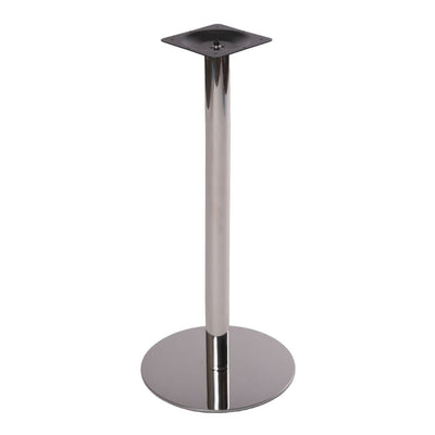 Base GERSA G-3401 para mesa en acero con acabado espejo y perfil tubular