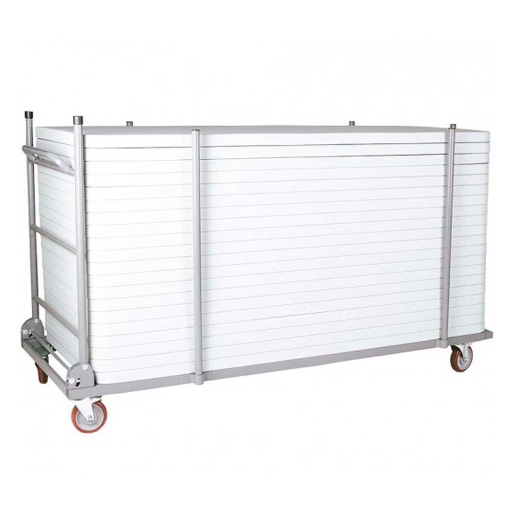 Carro Resol C3 con mango abatible y base extensible en acero pintado gris con ruedas de poliuretano y frenos