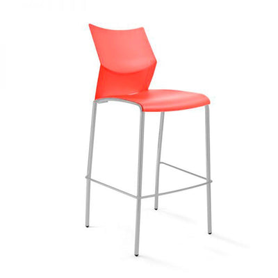 Banco alto Labenze Nizza 107-00410 naranja con patas tubulares grises, descansa pies y respaldo
