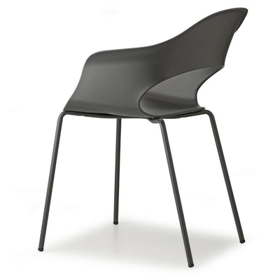 Silla comercial Labenze Lady B con scocca de tecnopolímero y estructura tubular de acero negro