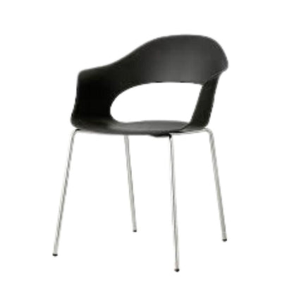 Silla Labenze Lady B con scocca en tecnopolímero y patas tubulares de acero cromo, apilable