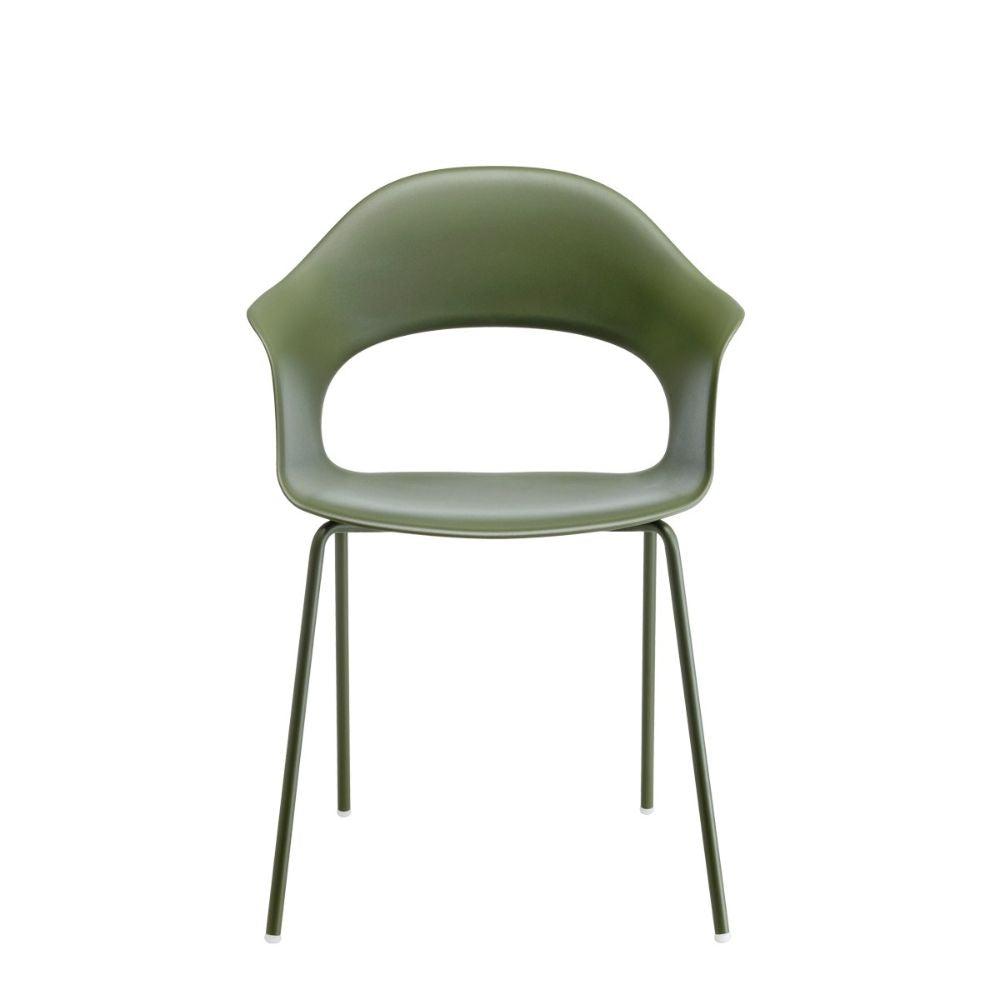 Silla Labenze Lady B verde olivo con scocca en tecnopolímero y patas tubulares de acero, apilable