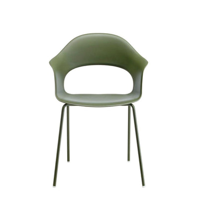 Silla Labenze Lady B verde olivo con scocca en tecnopolímero y patas tubulares de acero, apilable