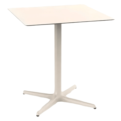 Mesa cuadrada baja Resol Toledo 70x70 con estructura de aluminio y sobre de compacto fenólico HPL.