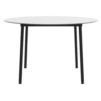 Mesa redonda RESOL HUB Ø120 con tablero HPL y estructura de aluminio lacado