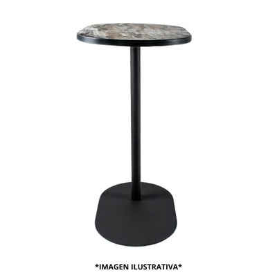 Mesa periquera comercial Requiez Root con base ovalada y cubierta en varios colores