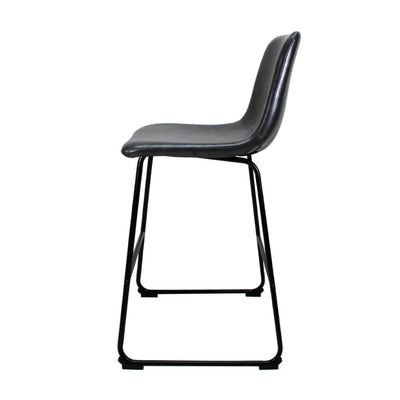 Banco bajo Kingstrong Phoenix con base metálica mate y asiento y respaldo tapizados de color