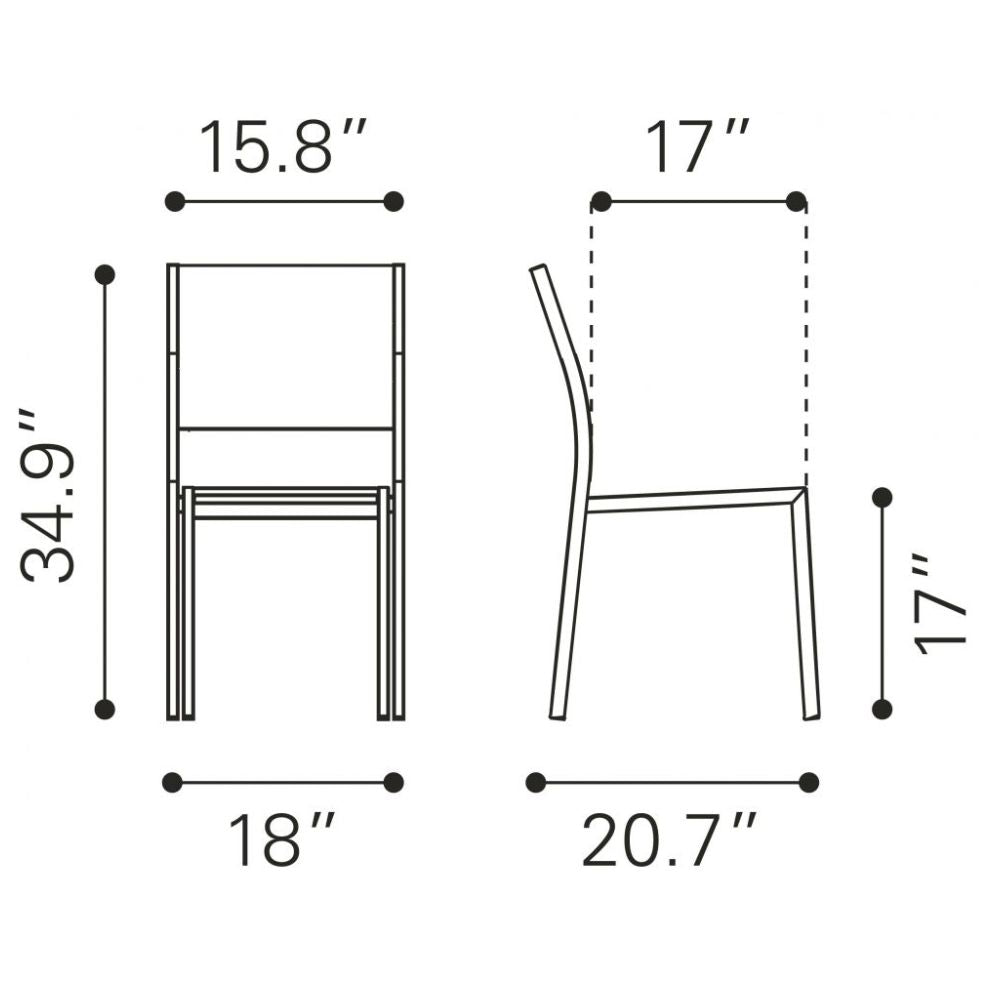 Silla Zuo Metropolitan gris sin brazos con estructura de aluminio cepillado y asiento de polietileno