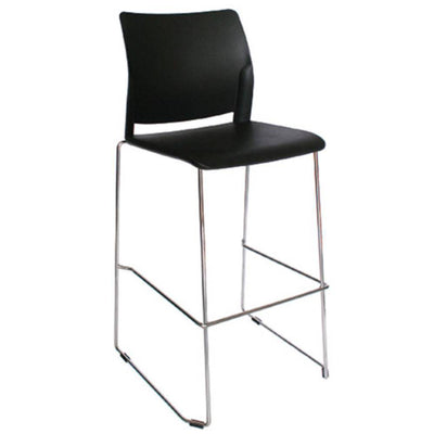 Banco alto Offiho Alpha OHV-102ALTA con estructura de acero cromado y asiento de polipropileno de color