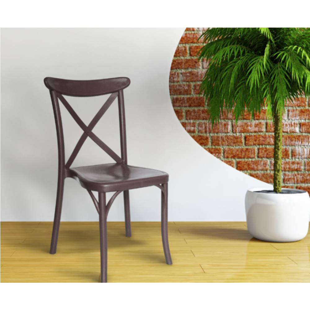 Silla comercial OFFIHO OHV-117 monobloque de polipropileno con respaldo alto y patas integradas