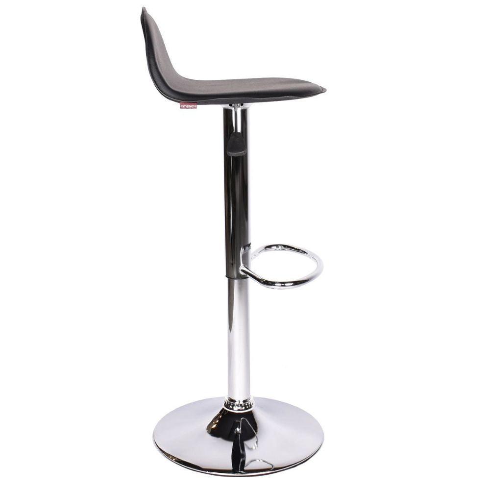 Banco alto Offiho Way OHV-58 negro con base de plato redondo de acero, asiento tapizado y descansapies