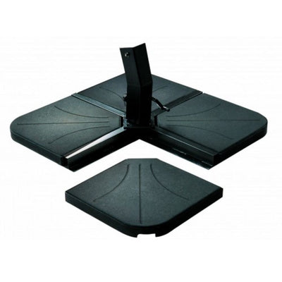 Base de parasol Resol Stone 25 en cemento negro tipo cruz para áreas de exterior y terrazas