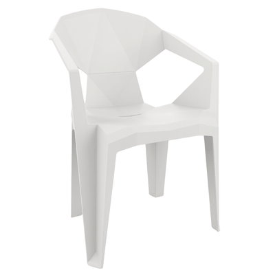 Silla comercial Resol Delta monobloc de polipropileno con cuatro patas, apilable para exterior