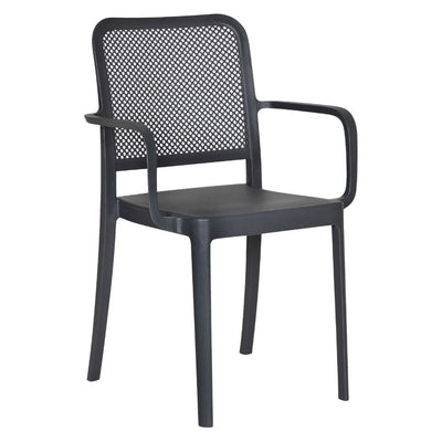 Silla comercial Albar AR-401B con brazos, de polipropileno para terraza, apilable
