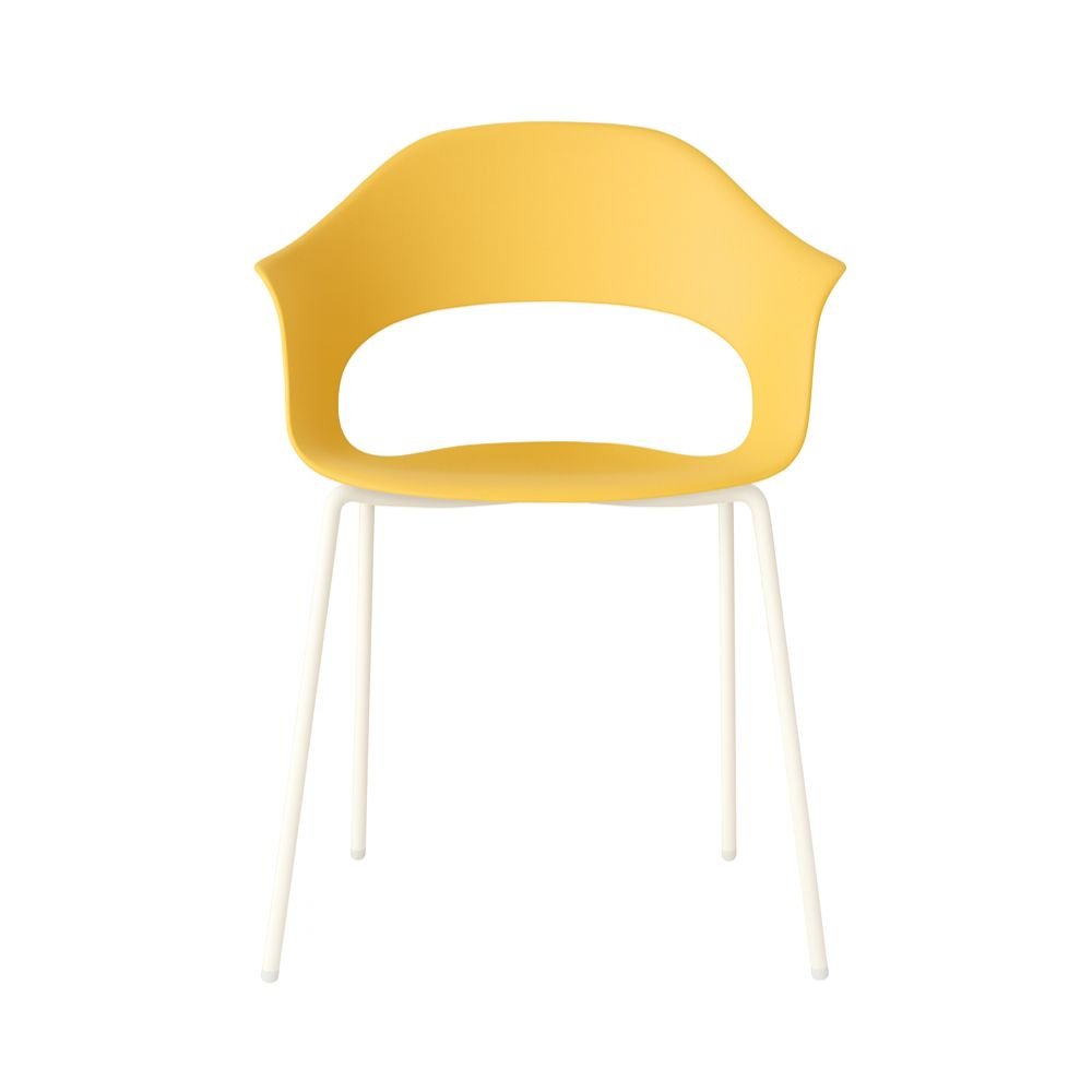 Silla Labenze Lady B 155-22130 apilable con scocca en tecnopolímero y estructura tubular de acero blanco
