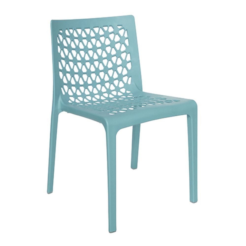 Silla comercial OFFIHO Milan OHV-74 de polipropileno con respaldo calado, monobloque para exterior
