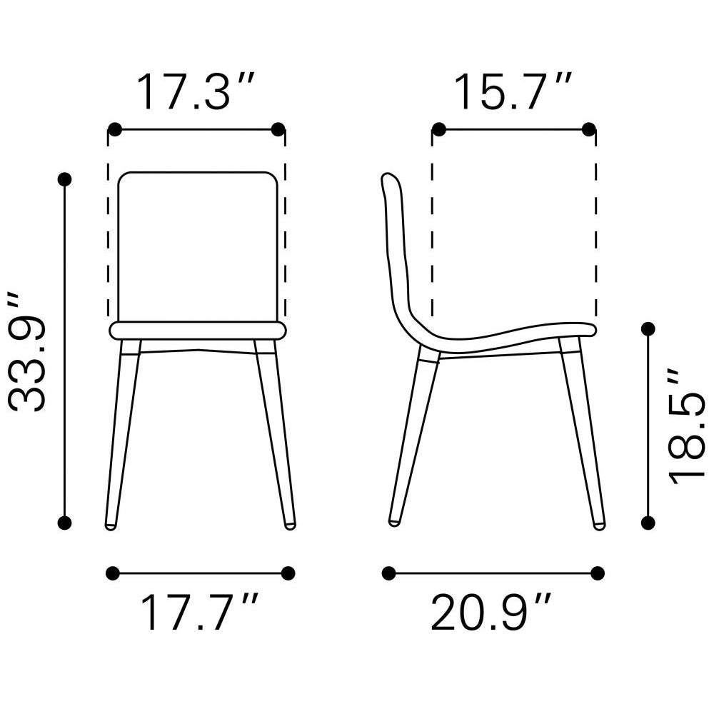 Silla comercial Zuo Jericho gris tapizada en poliéster con patas de madera de abedul