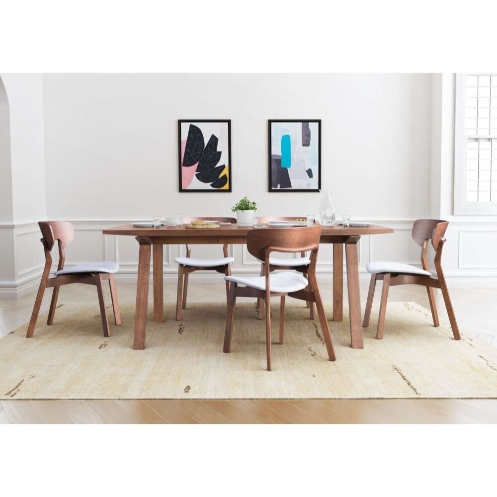 Silla comercial Zuo Russell con asiento tapizado en gris y estructura de madera