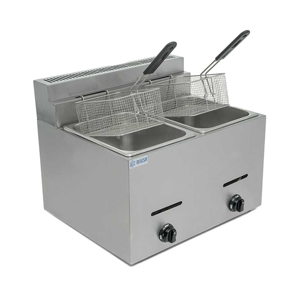Migsa Bn-72 Freidora A Gas 2 Tinas 6 Lts. 2 Canastillas Acero Inoxidable-Freidores-Migsa-Migsa Bn-72 Freidora A Gas 2 Tinas 6 Lts. 2 Canastillas Acero Inoxidable Freidora Freir Aceite Papas a la Francesa Freidor Comida Pollo Restaurantes Freir Pollo Pescado Papas Snacks-KitchenMax Store