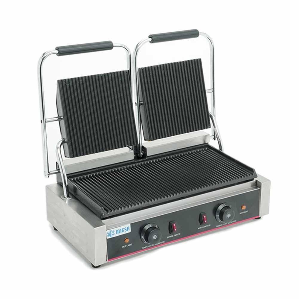 Migsa Bn-813 Plancha Panini Electrica Doble Acero Inoxidable Sandwiches Hamburguesas 220 V-Planchas-Migsa-Migsa Bn-813 Plancha Panini Electrica Doble Acero Inoxidable Sandwiches Hamburguesas 220 V. Plancha Cocina Electrica Alimentos Hamburguesa Quesadillas Taquería Foodtruck Pollo Pescado Carne Asar Sandwiches Asar Hamburguesas Tacos Barbacoa Lonches Plancha Panini Plancha Doble-KitchenMax Store