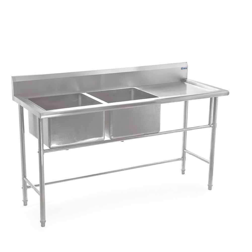 Migsa Bn-S07 Fregadero Doble Tarja Acero Inoxidable. 160 cm.-Fregaderos-Migsa-Migsa Bn-S07 Fregadero Doble Tarja Acero Inoxidable. 160 cm Fregadero Tarja Loza Restaurante Cocina Bar Hotel Lavatrastes Lavaloza Mobiliario Escurreplatos Lavar-KitchenMax Store