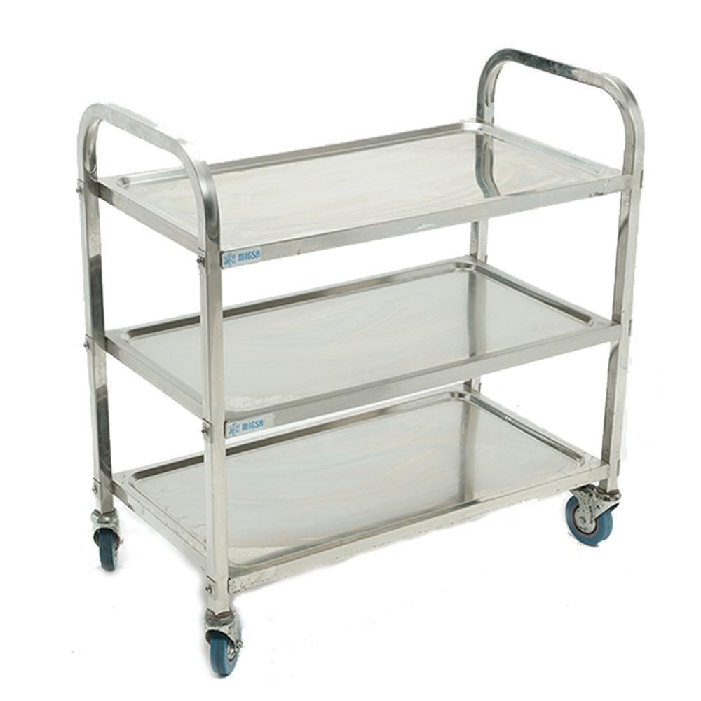 Migsa Bn-T23 Carro De Servicio 2 Entrepaños. Acero Inoxidable. Con Ruedas. 85 cm.-Carros De Servicio-Migsa-Migsa Bn-T23 Carro De Servicio 2 Entrepaños. Acero Inoxidable. Con Ruedas. 85 cm. Carro Servicio Comida Caliente Restaurante Profesional Restoran Hotel Loza Alimentos Carrito-KitchenMax Store