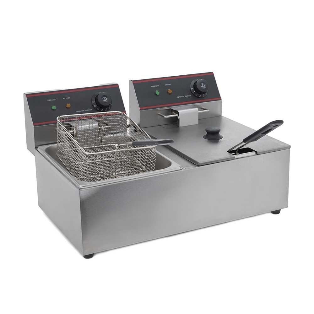 Migsa Ckef2Lts4 Freidora Eléctrica 2 Tinas 4 Lts. Termostato Acero Inoxidable 120 V-Freidores-Migsa-Migsa Ckef2Lts4 Freidora Eléctrica 2 Tinas 4 Lts. Termostato Acero Inoxidable 120 V Freidora Electrica Cocinar Alimentos Fondas Freir Alimento Papas A La Francesa snacks-KitchenMax Store