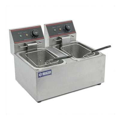 Migsa Ckef2Lts6 Freidora Eléctrica 2 Tinas 6 Lts. Termostato Acero Inoxidable 120 V-Freidoras-Migsa-Migsa Ckef2Lts6 Freidora Eléctrica 2 Tinas 6 Lts. Termostato Acero Inoxidable 120 V Freidora Electrica Cocinar Alimentos Fondas Freir Alimento Papas A La Francesa snacks-KitchenMax Store