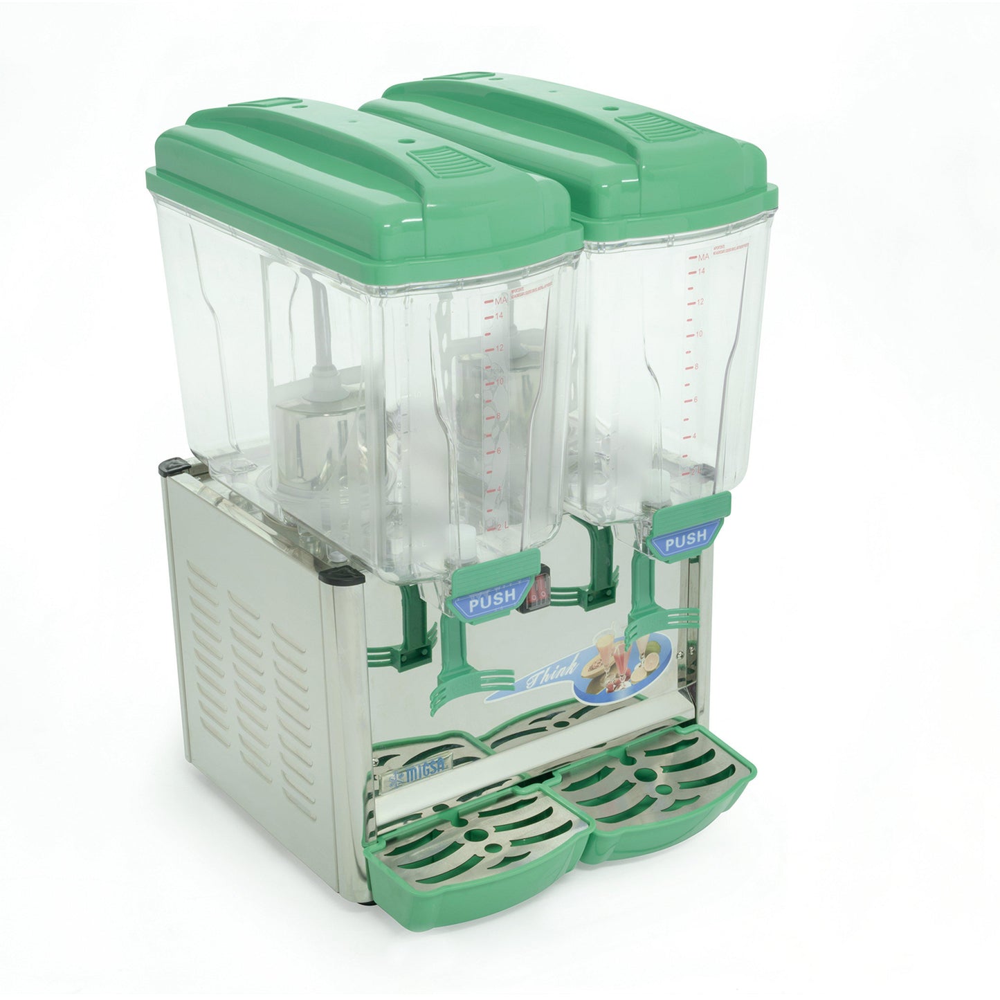 Migsa Lyj-230 Enfriador Aguas Frescas 2 Tanques 15 Lts. Acero Inoxidable Jugos Té Helado 110 V-Dispensadores de Bebidas-Migsa-KitchenMax Store