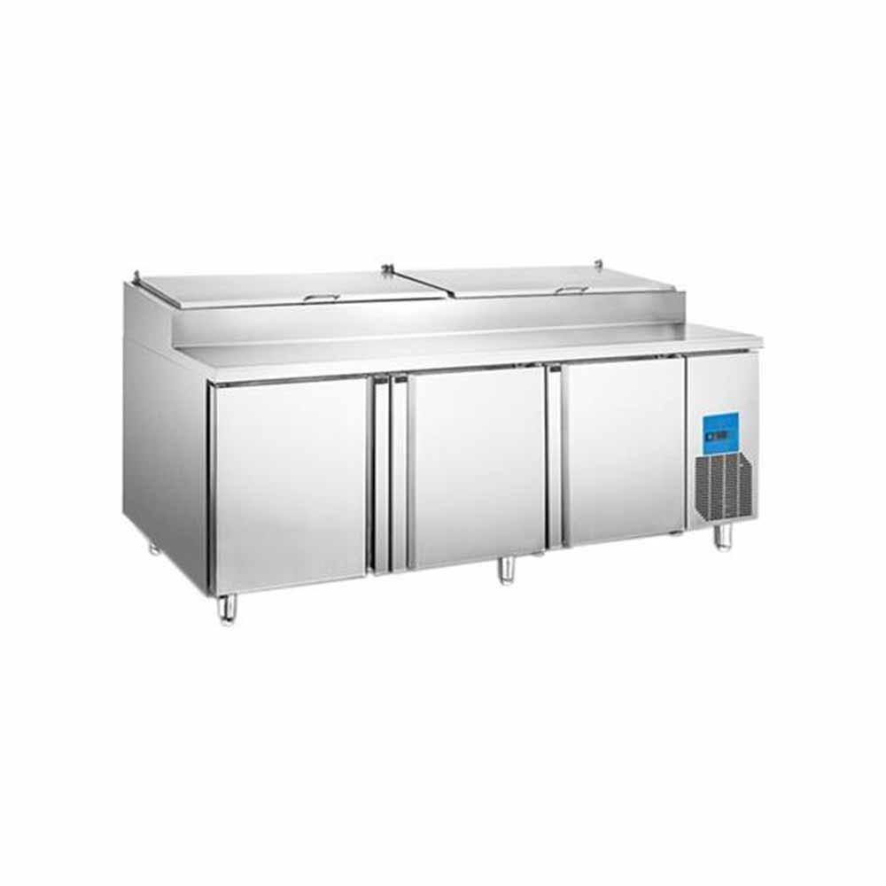 Migsa Picl3 Mesa Preparacion Pizzas 3 Puertas. Acero Inoxidable. 770 Lts. 231 Cm.-Mesas de Preparación-Migsa-KitchenMax Store